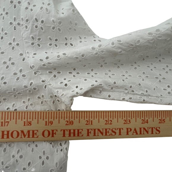 Vineyard Vines Eyelet Embroidered Tie-Front Top Women Small White V Neck Tassels - Picture 8 of 9